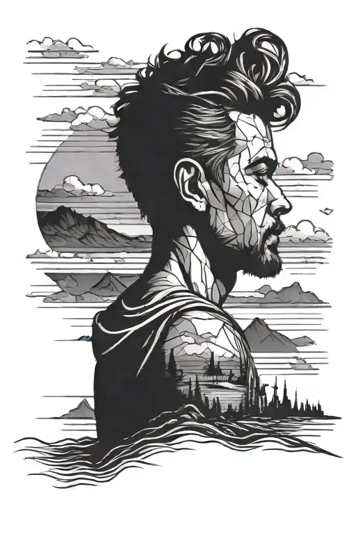 Man Looking At The Horizon In The Background