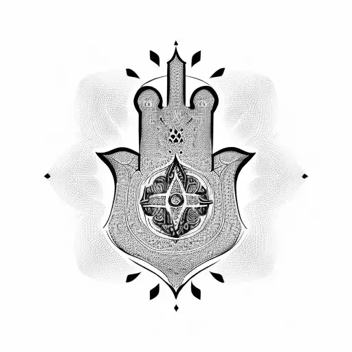 Hamsa Symbol With Arabic Geometry