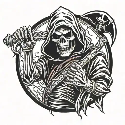 Grim Reaper That Looks Like Eddie From Iron Maiden Holding A Sythe