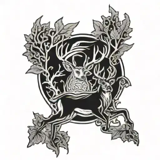 Whitetail Deer With Turkey Fan Behind It