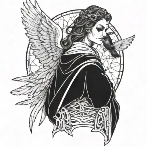 Angel Death With A Thieve Magpie On The Shoulder