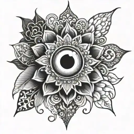 Buddhist Style Eye And Flower