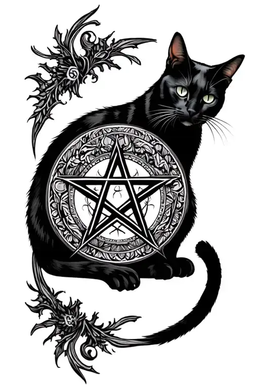 In Between An Intimidating Black Cat And A Pentagram
