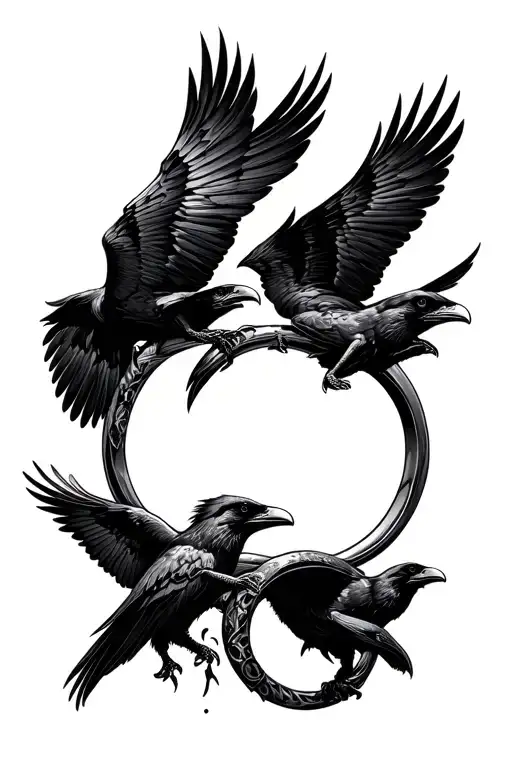 Rings With Ravens Flying Out Of Them