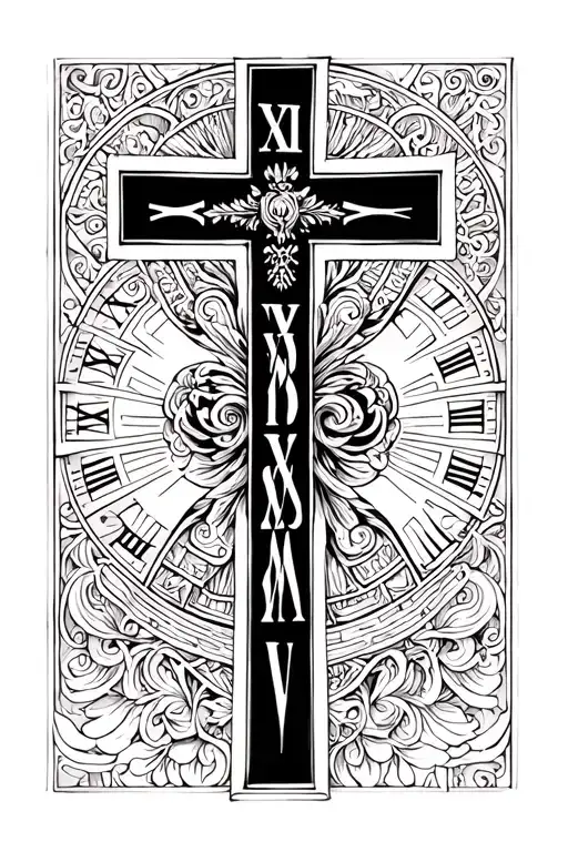 Cross With Roman Numerals Representing Important Dates