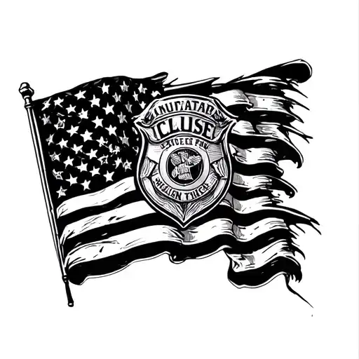 Incorporate A Police Badge Design Into A Rugged American Flag