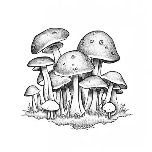 Mushrooms In A Mythical Forest