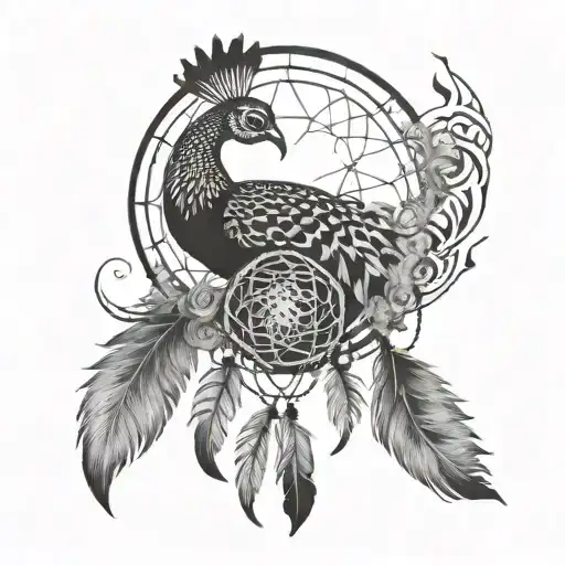 A Mystical Fog Enveloping A Majestic Peacock Dreamcatcher
