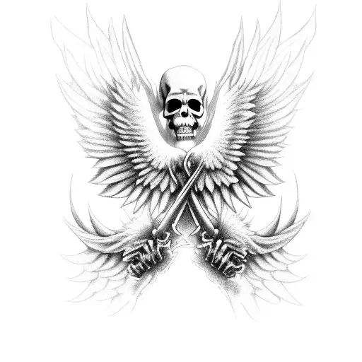 Grim Reaper With Huge Spread Angel Wings