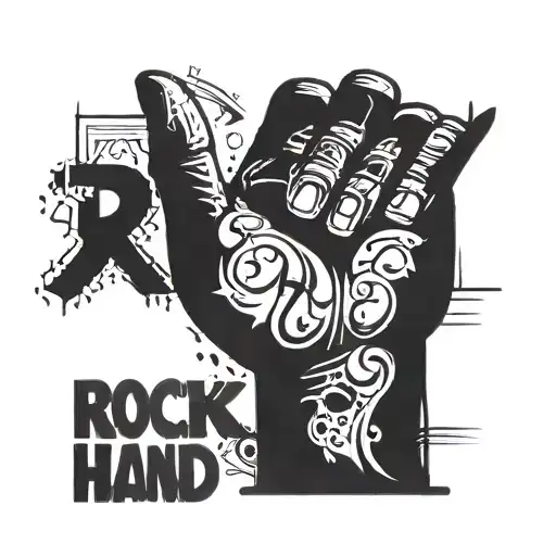 Rock On Hand Sign Tattoo Using The Word Blegh