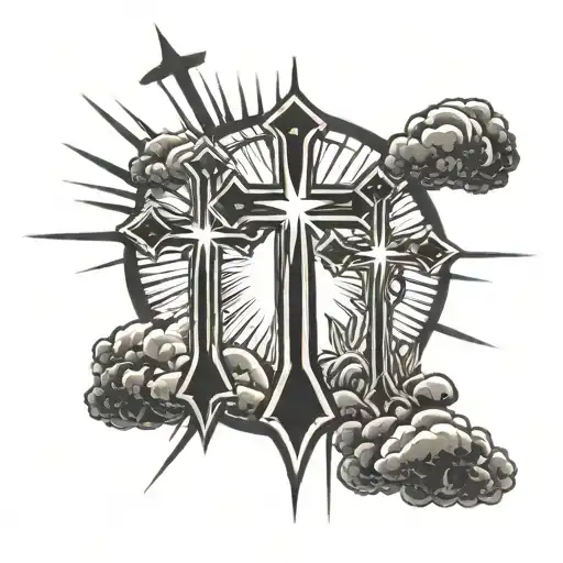 3 Crosses With The Sun Rays