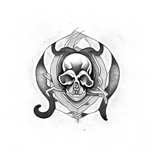 Large Snake Through A Skull