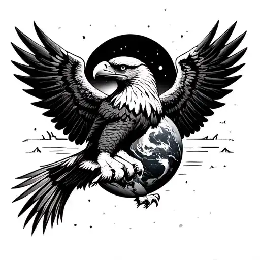 The Eagle With Open Wings Holds The Planet In Pristine