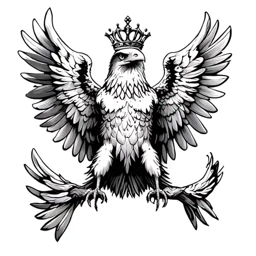Eagle With Open Wings And Crown In The Paws
