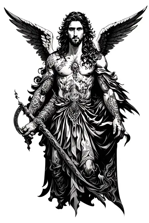 Angel Warrior Surrounded Man