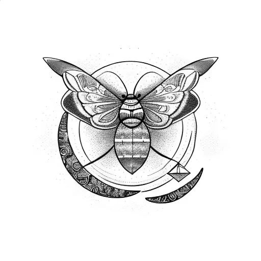 Moth With Moon And Stars