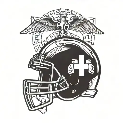 Incorporate A Medical Cross With A Football Helmet And A Car Tire