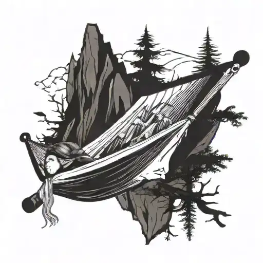 Hammock Blowing In The Mountain Top