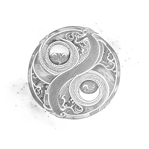 Dragon With Yin Yang Sign
