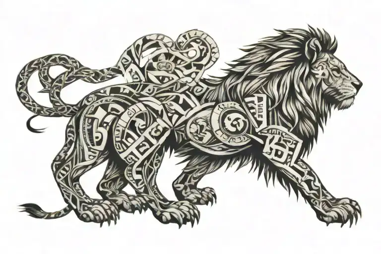 A Lion Made Of Intertwined Dollar Bills