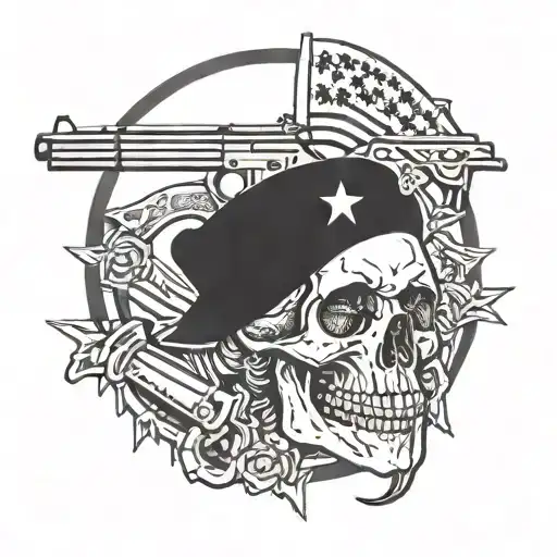 Second Amendment Garrison Flag Rifle Bullets Skull