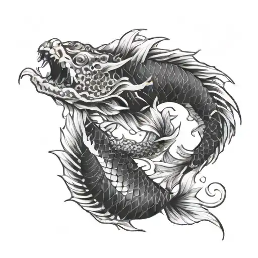 Demonic Monster Dragon Koi Fish With Sharp Teeth