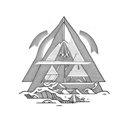 Hawck Landing On A Tree Wich Has A Piramid On The Roots Of The Tree