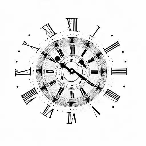 Forearm Sleeve Of Clock With Clocks And The Names Noemi And Nina