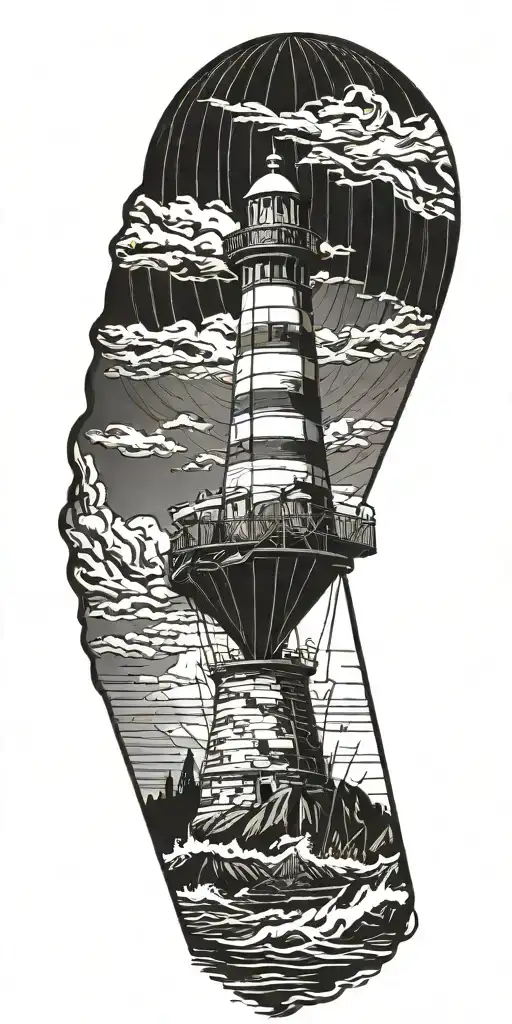 Light House Hot Air Balloon And Shipwreck