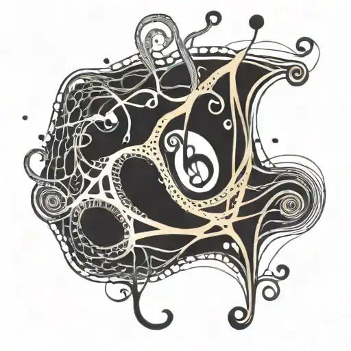 Psychedelic Music Notes Intertwined With Brain Neurons