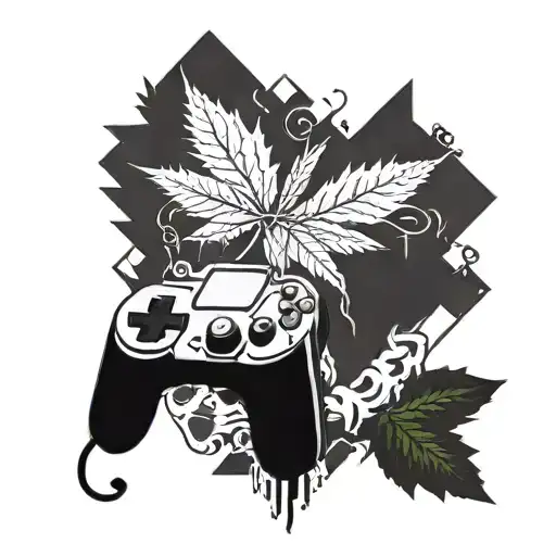 A Tattoo Representing The Client's Love For Marijuana And Video Games In A Unique Way