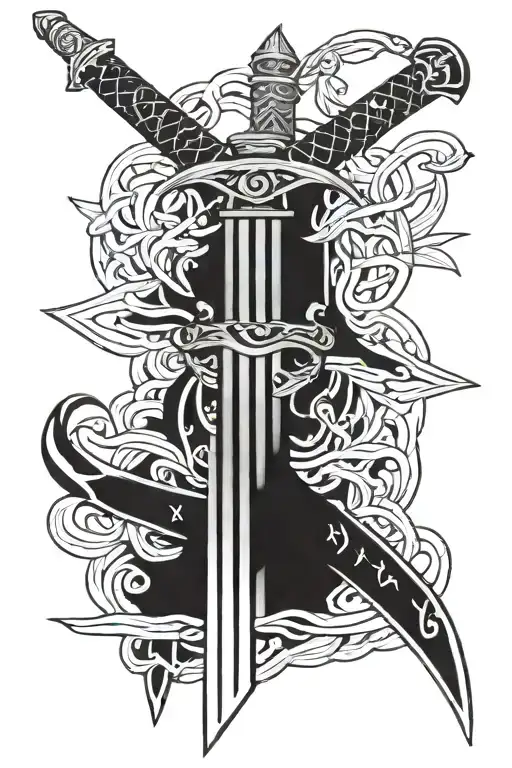 Wide Bladed Sword With A Cord Wrapped Grip And Straight Squared Hand Guard