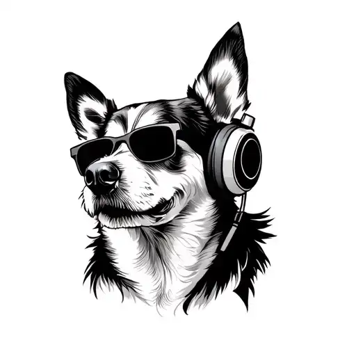 Dog With Headphones And Shades