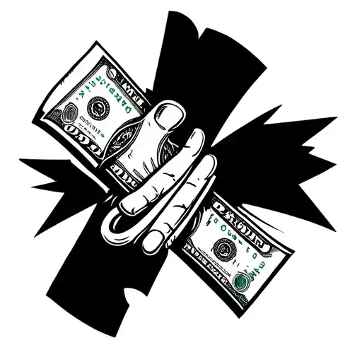 A Tattoo Of A Stylized Joint With Money Bill Elements Incorporated Into The Design