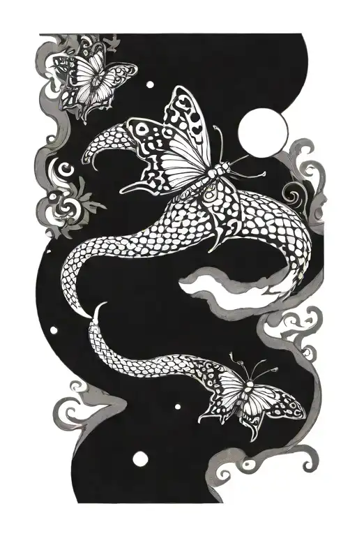 Butterfly Snake Moon Faces