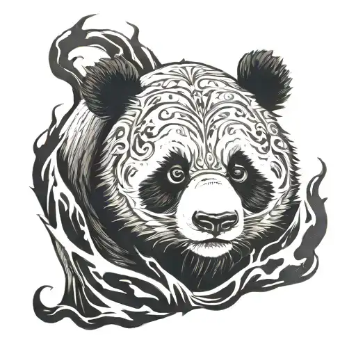 Panda With Black Flames