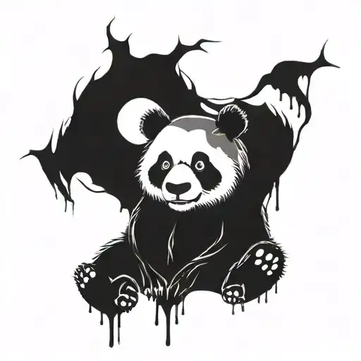 Gothic Panda Surounded By Dark Thunder