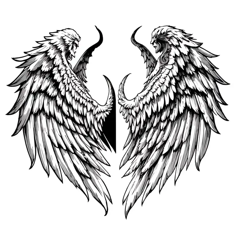 Angel Wing Right And Demon Wing Left