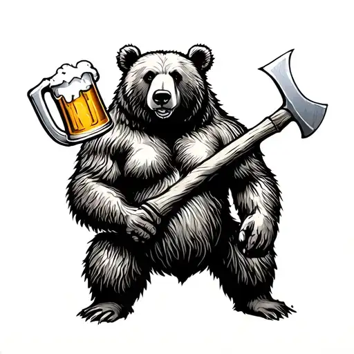 Make A Bear With An Axe And A Beer