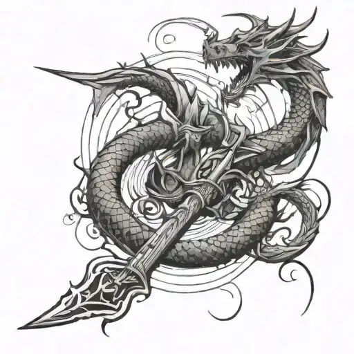 Dragon Spiraling A Sword