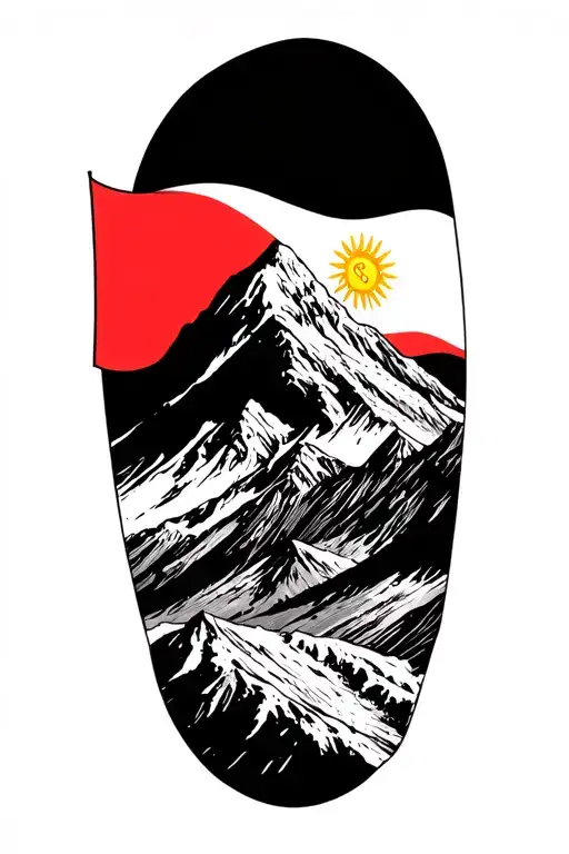 Mountain And Kurdish Flag