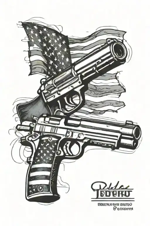 American Flag With A Shot Gun In It