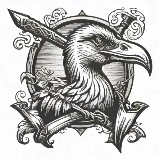 Angry Goose With A Small Sword In His Beak