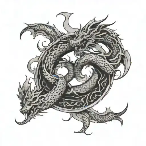 Two Dragon Biting Each Other Tails To Form An Infinity Symbol