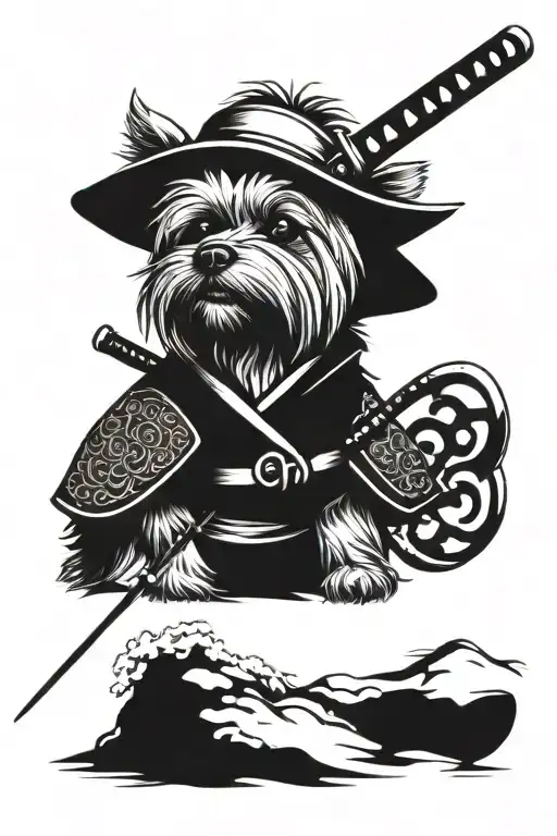 Yorkshire Terrier In A Samurai Costume