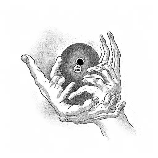 A Black Hole With A Man Trying To Climb Out With A Lot Of Hands Trying To Hold And Pull Him Back
