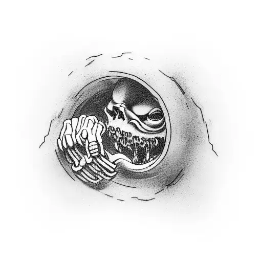 A Dark Hole In The Ground With Arms Trying To Hold Him Back And Pull A Man Doen