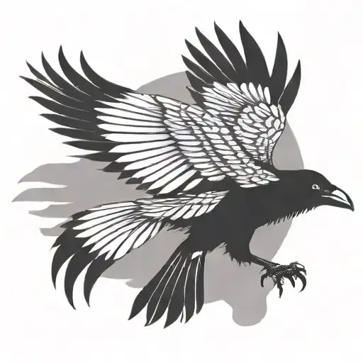 Crow Flapping Wings Sideways Only Crow