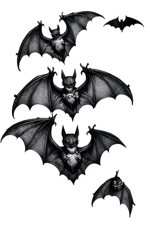 Gothic Bats Flying