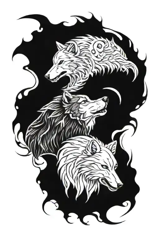 Wolf And Shadow Figure Meeting